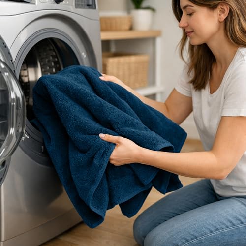 RIVERSIDE Pack of 2 Extra Large Bath Sheets 35 x 70 Inches, 100% Ring Spun Cotton, Hotel Quality, Oversized Bath Towels for Adults, Soft, Highly Absorbent & Quicker to Dry, Blue Opal by RIVERSIDE - Image 4