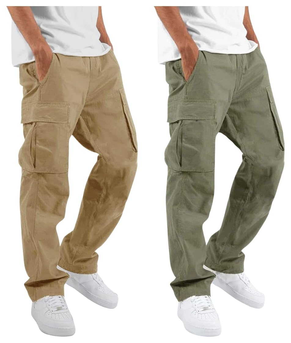 lymio Men's Regular Fit Low Rise Cargo || Cargo Pants Cotton || Cargos (Cargo-01-04) Pack of 2-picture-33
