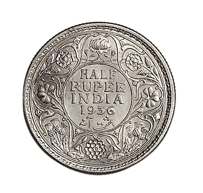 India British Raj King George V Half Re 5.83g UNC Silver Coin for Collection
