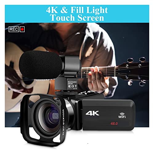 Caméscope Full 4K pour vlog avec carte SD 64Go et zoom 18X