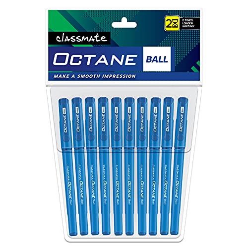 Classmate Octane- Blue Ball Pens (Pack of 10) | Smooth & Fast Wri...
