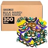 PACK OF 300 MARDI GRAS MASKS - Each bulk pack of Mardi Gras masks includes 300 assorted vibrant colored masks in adult sizes for men & women. Get ready to have an epic Mardi Gras party with these masquerade masks BEAUTIFUL COLORS & FEATHERS - Because...