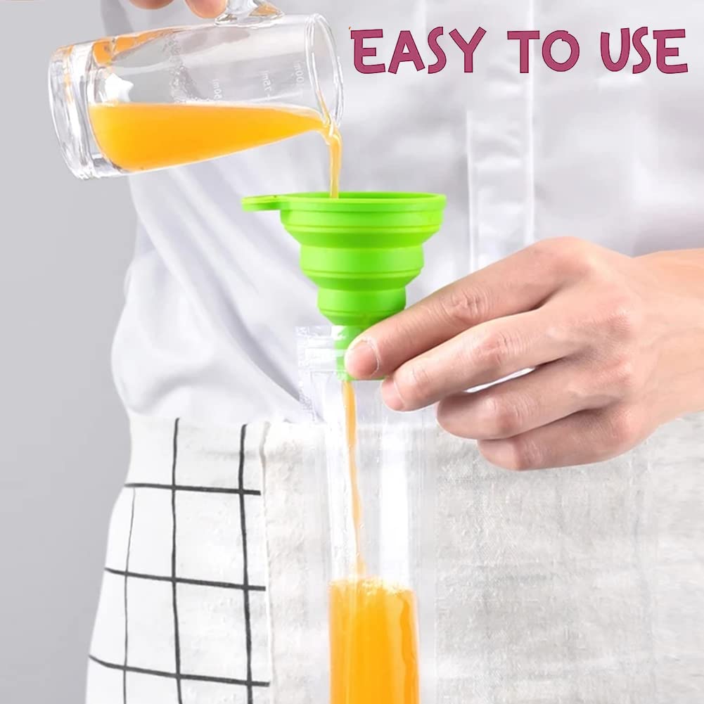 Bolsas de Silicona Desechables para Hacer Paletas de Hielo, Molde Verde para Yogur,Helado,Jugo