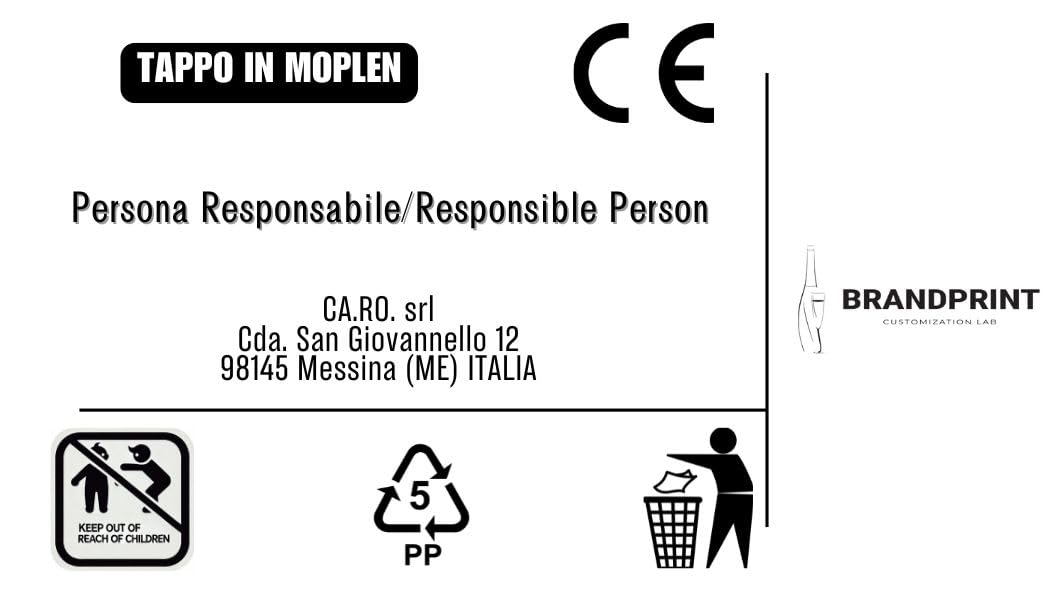 Tappo a Vite da 35, Confezione da 6 Tappi per Bottiglia MOD Tubo da 50cl e 75cl. PPV35 Nero