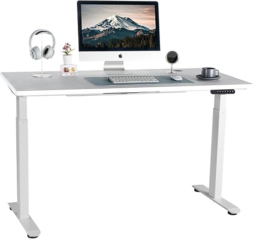 Miniatura 34 de Escritorio eléctrico de pie de 55 x 28 pulgadas, altura de doble motor ajustable, estilo moderno, negro mate, rectangular, 55 pulgadas de largo x 28