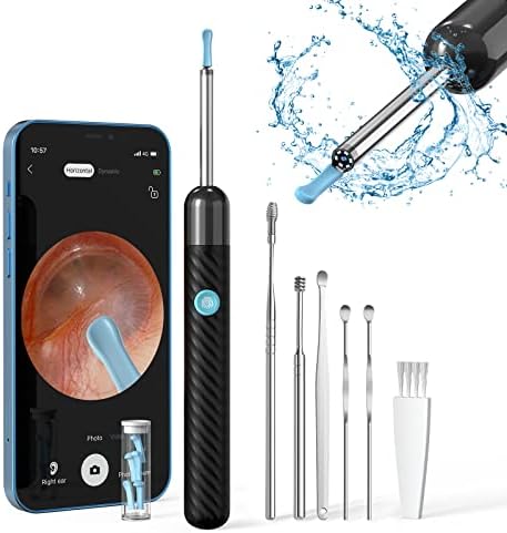 Ear Wax Remover 1080P Wireless Ear Cleaner with Camera with 6 LED Lights 4mm Visual Ear Otoscope for Adults, Kids and Pets (Black)