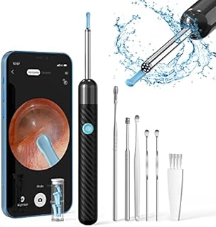 Ear Wax Remover 1080P Wireless Ear Cleaner with Camera with 6 LED Lights 4mm Visual Ear Otoscope for Adults, Kids and Pets (Black)
