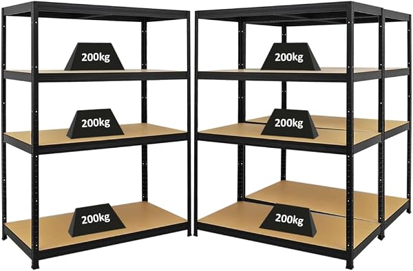 PROREGAL Mega Deal | 3 Shelves for Heavy Duty Big Elephant | HxWxD 160 x 120 x 60 cm | Maximum Load 200 kg | Black - 1