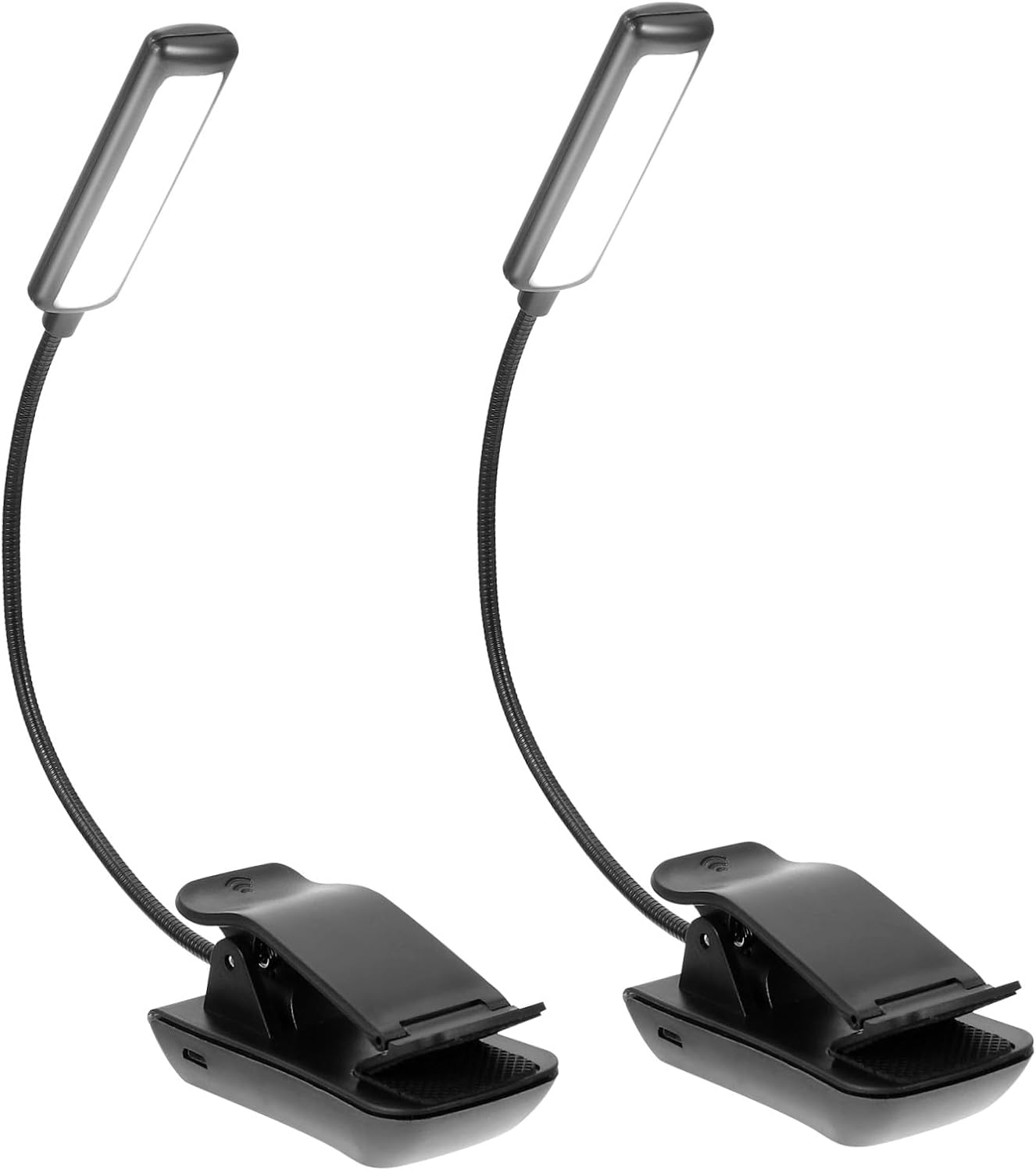 2Sets LED Piano Music Stand Lights Rechargeable Book Lamps with Flexible Arms for Reading and Music Portable Eye-Care Lighting for Bedside and Travel