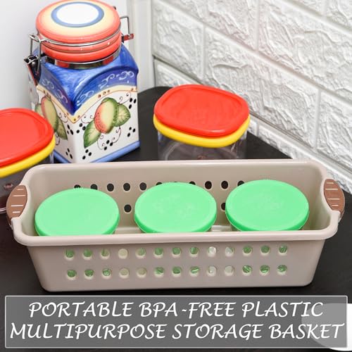 Image of Urbane Home Pack of 3 Storage Basket | Storage Organizer for Kitchen-Refrigerator-Vegetables-Stationery | Multipurpose Cabinet Shelf Rack | Storage Box for Kitchen | JAWA-1 | Small | Peach