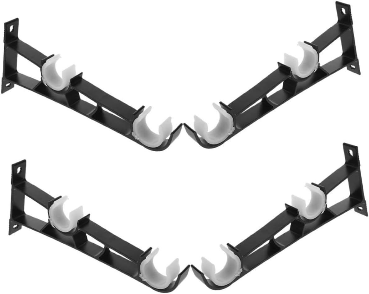 4pcs Curtain Rod Hooks for Wall Double Curtain Rod Holder Iron Bracket for Ceiling Double