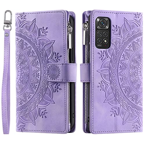 VEEMOS Wallet Case for Xiaomi Redmi Note 11 / 11S 4G Flower Flip Case Protective Leather Folio Book Phone Cover with Card Slots Kickstand Zipper Pocket