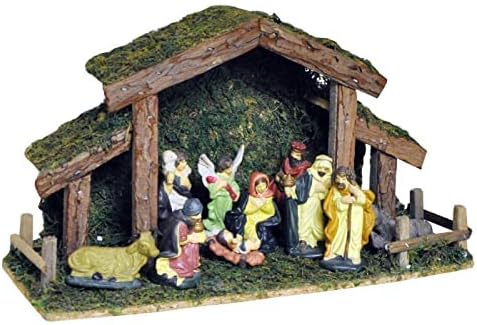 Marco Paul Interiors Christmas Nativity Scene Resin Nativity Statue Set Religious Ornament Festive Decoration for Home Indoor Decorative Nativity Manger Figure Xmas Holy Figure