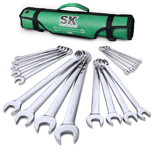 Image of SK Combination Wrench Set, SAE 1 /4 inch to 1-1 /4 inch, 18-Piece, Premium CR-V Steel