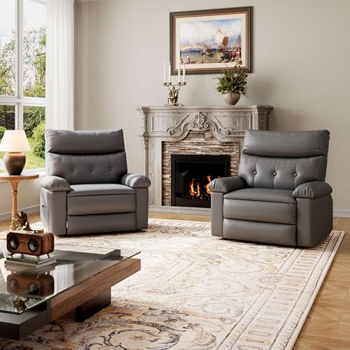 Image of GarveeHome Oversized Wide Recliner Chair - Faux PU Leather Large Manual Recliner for Adults, Exceptional Comfort Lazy Chair with 1.5X Sponge Filling and Easy Recline Mechanism for Relaxation