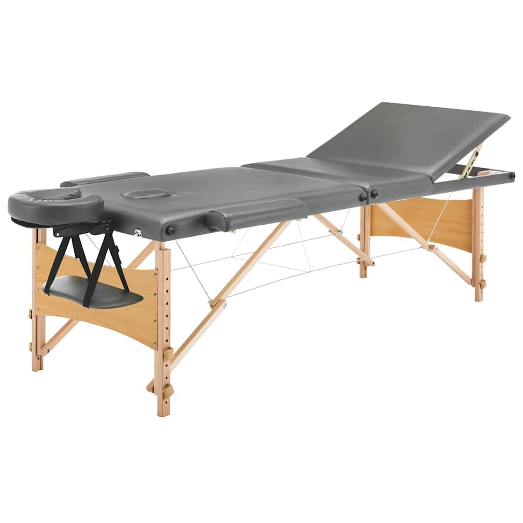 Massageliege klappbar 3-Zonen 186x68 cm mit Holzgestell und Tragetasche, Kosmetikliege für Massage Physiotherapie