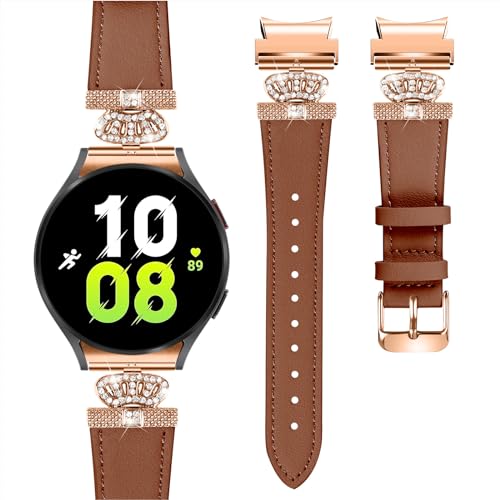 Replacement Strap Compatible With Galaxy Watch 6 40mm 44mm/Galaxy Watch 6 Classic 43mm 47mm,Adjustable Genuine Leather Wrist Strap with Metal Buckle4