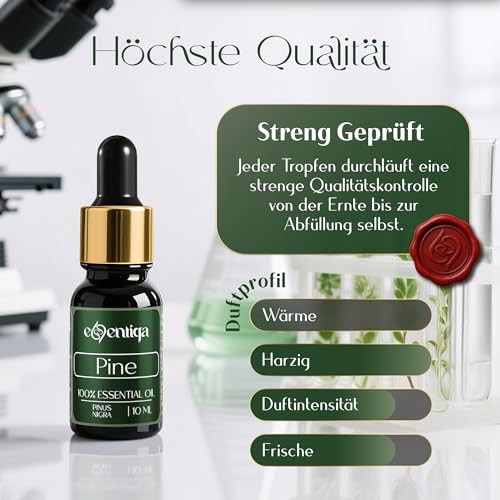 Kiefernöl Duftessenz hochkonzentriert für Diffuser und Saunaaufguss, intensiver Waldduft, ideal für Kerzen gießen, Seife, Wax Melts und DIY Raumduft