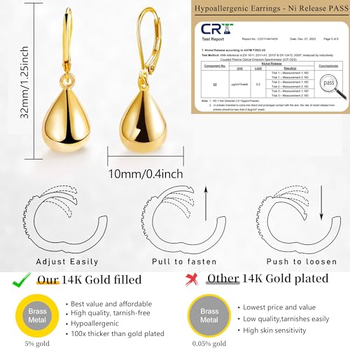 Silver/Gold Teardrop Earrings for Women,925 Sterling Silver Waterdrop Tear Drop Dangle Earrings Hypoallergenic, Silver Teardrop Leverback Dangle Earrings for Women Jewelry3