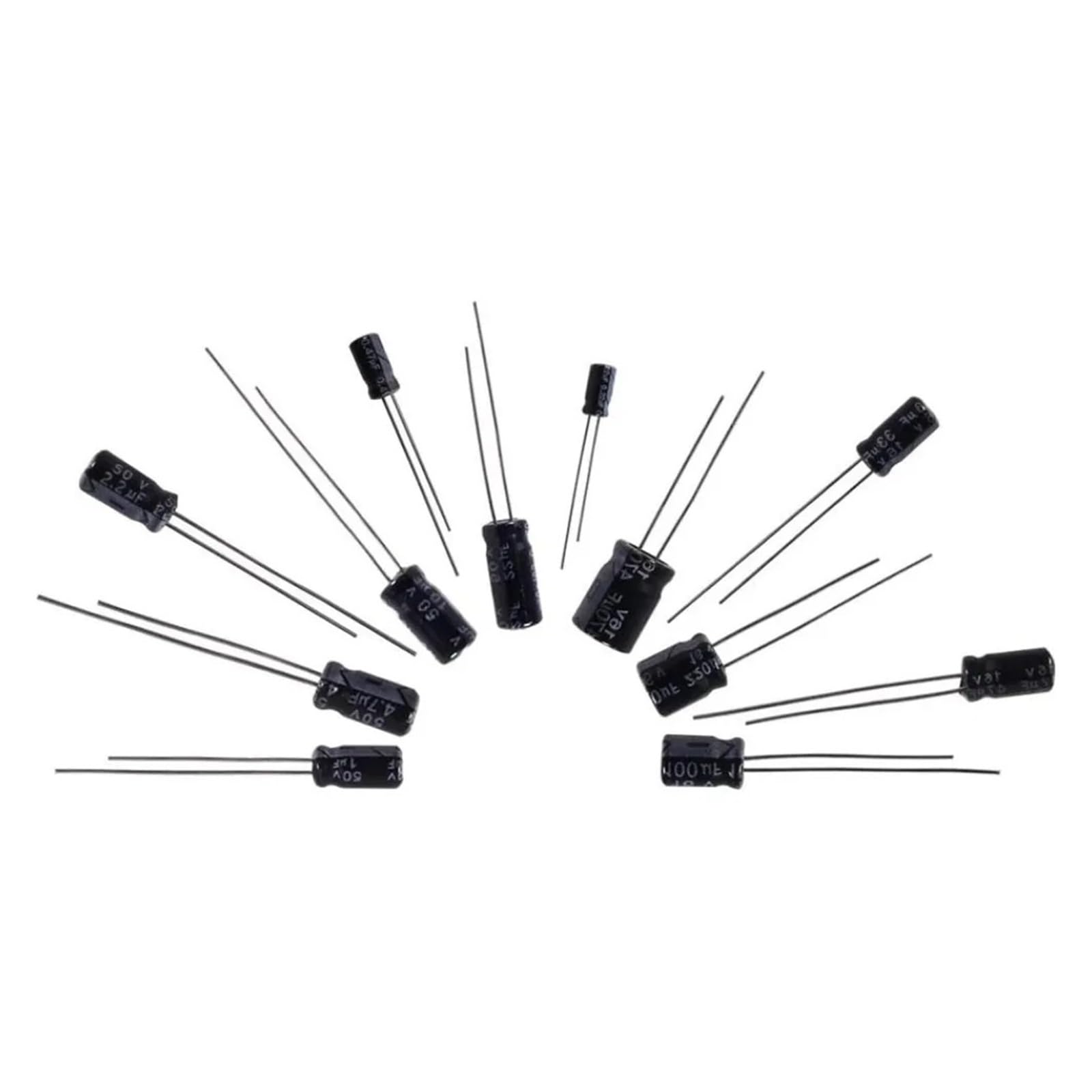 Kit de condensadores electrolíticos de inserción directa, 500 Uds., 0,1 uF-1000uF, 16V-50V, 24 especificaciones estables y fiables
