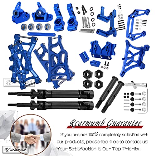 Rcarmumb Upgrades Part For 1/10 Rustler 2Wd Vxl, Drive Shaft Cvd Axles,Alloy Caster Block,Steering Blocks,Stub Axle Carriers,Suspension Arm,Steering Bellcranks,Shock Tower,Bulkhead,Navy Blue #TOP6