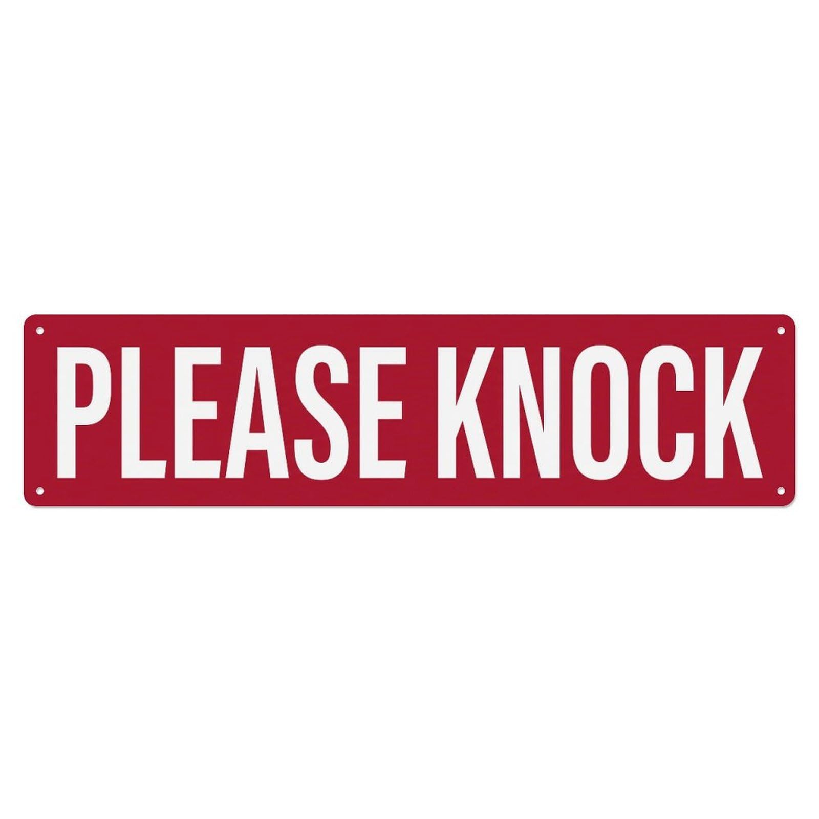 Metal Tin Sign Please Knock Door Entry