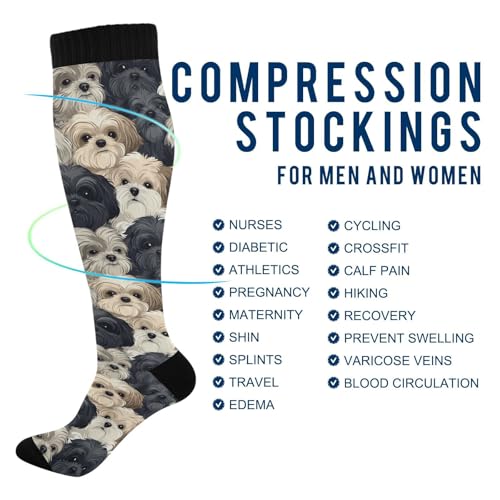 Dogs Shih Tzu Compression Socks for Women and men knee high stockings Sports Running Hiking Cycling Socks4