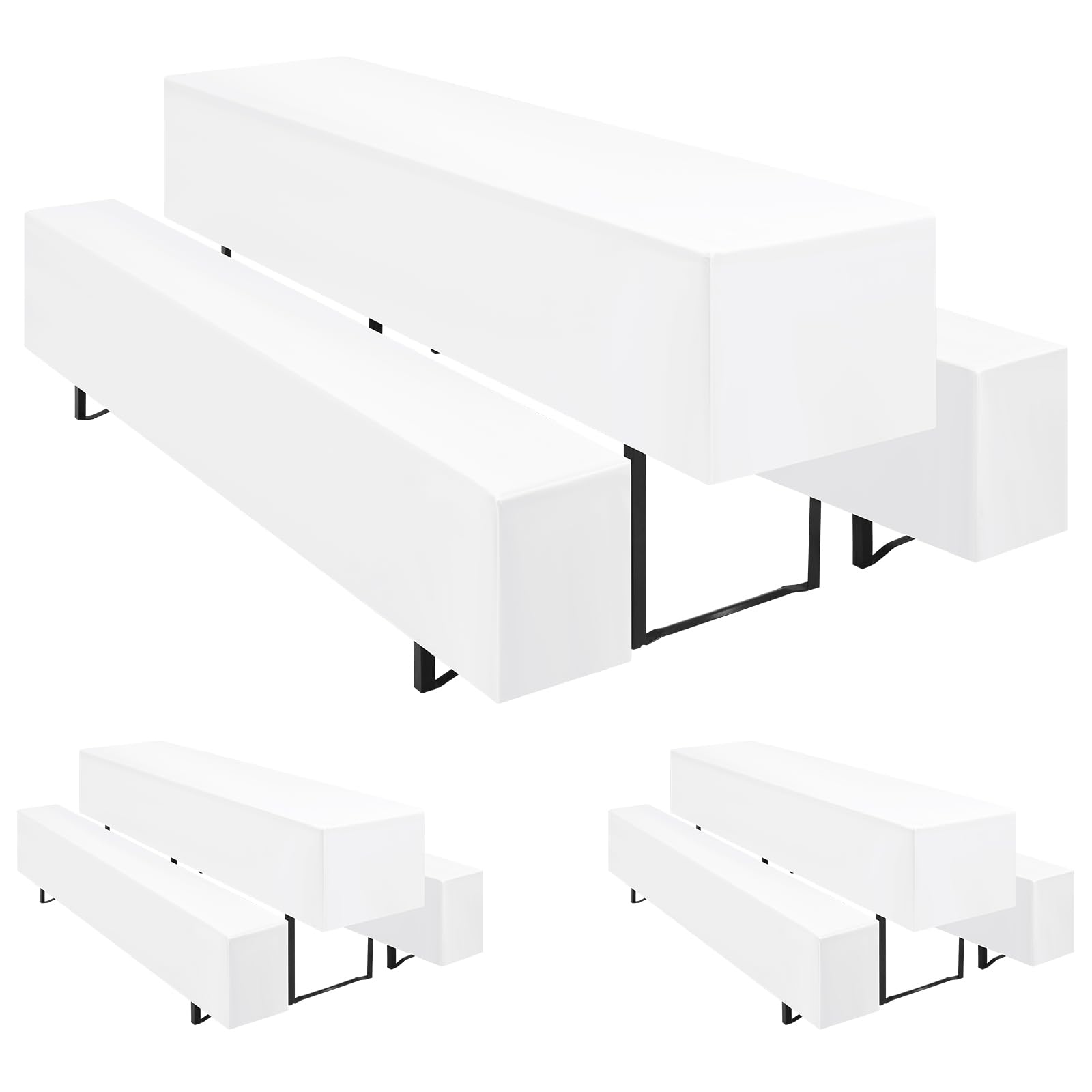 Teruntrue 3er-Sets Biertischhussen Bierbank-Auflage,Weiß Biertisch und Bankgarnitur Husse für 50x220cm Tischbreite für Festzeltgarnituren Bierbank Hussen(Weiß, 3 Packungen)