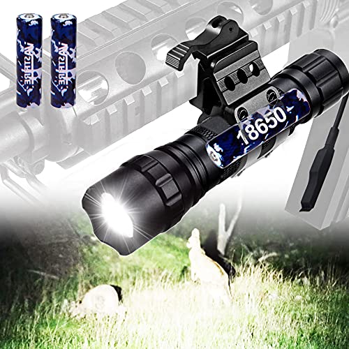 Best Tactical Flashlights 2021 Hunting Lights Adjustable Beam 1200 LM 250 M Single 1 Mode Picatinny Rail Mountable Tac Light Pressure Switch Weapon Mount for Law Enforcement Tactical Home Defense