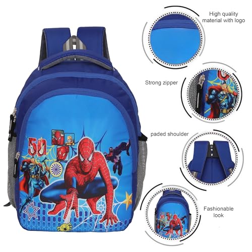 Image of perfect star Polyester Kids School Bags for 2-5 Years 30 Litres, Cartoon Print, for Nursery to 5th Standard Boys and Girls Tuition Lightweight Picnic Bag Royal Blue