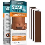 NUVADERMIS Silicone Scar Sheets – Extra Long Medical-Grade Scar Sheets for C-Section, Tummy Tuck, Keloid, and Surgical Scars – Reusable and Effective – Pack of 4 – Dark Tone