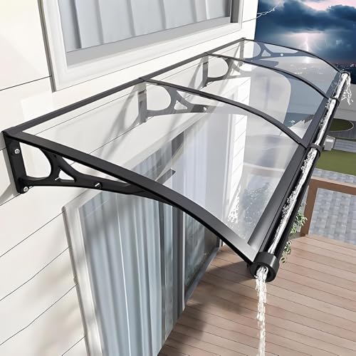 Marquise de porte exterieur,auvent porte d'entree,marquise de porte,marquise porte d'entree,auvent de porte,store balcon,auvent pour porte d'entrée,auvent latéral de voiture,auvent(Clear,100x300cm/39.