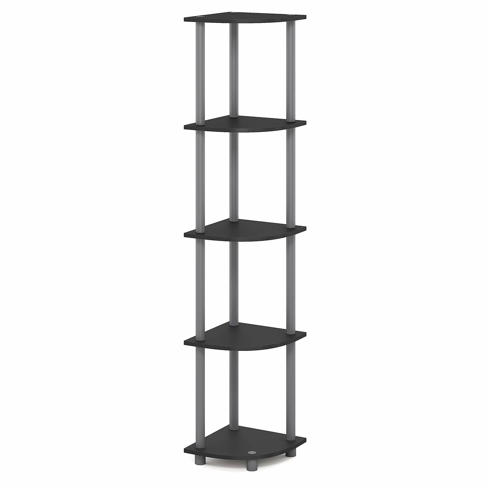 Furinno TURN-N-TUBE Scaffale Angolare, Libreria Angolare a 5 Ripiani, Scaffali di Stoccaggio Aperti, per Organizzazione e Ripostiglio, Soggiorno, Home Office, Garage, Camera da Letto, Nero Semplice