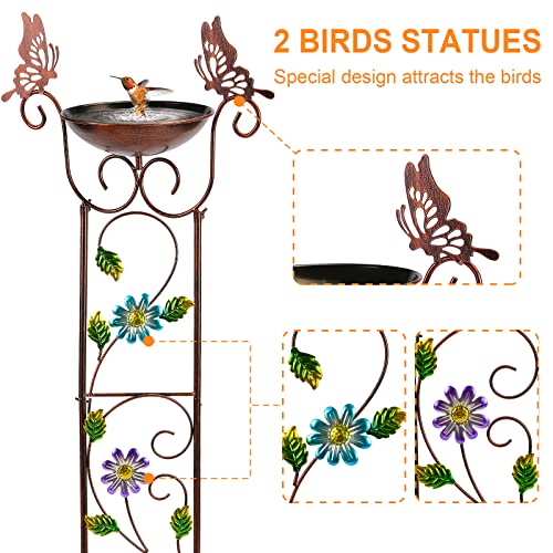 Bird Bath With Trellis Outdoor, Antique Garden Iron Plant Trellis With Decorative Butterflies Detachable Metal Potted Plants Support For Climbing Flowers(Butterfly) #TOP1