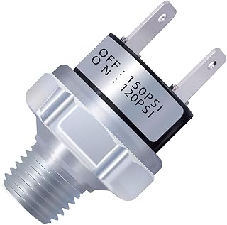 Anuncio Patrocinado - mankk Interruptor de presión de aire blanco 120-150 PSI, rosca NPT de 1/4 pulgadas 24 V 12 V CC inte...
