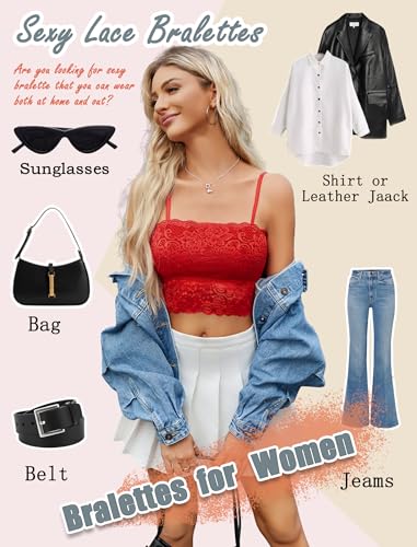 Image of Avidlove Bralettes for Women Lace Spaghetti Strap Tank Top Tube Slim Basic Camisole