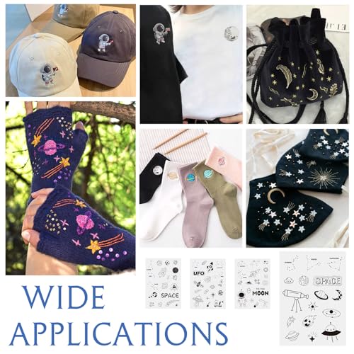 Image of Spritewelry 69 Pcs Astronaut Water Soluble Embroidery Stabilizers, Rocket Stick and Stitch Transfer Embroidery Paper Wash Away Adhesive Stabilizers for Hand Sewing Lover Adult