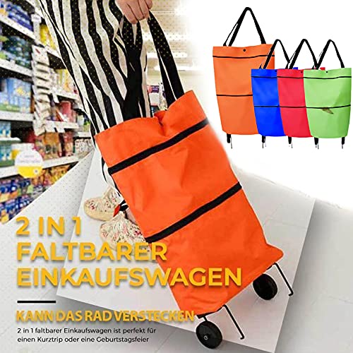Selotrot Faltbare Trolley-Taschen, Einkaufstrolley, zweistufiger Reißverschluss, 2-in-1-Einkaufswagen für zu Hause… – Bild 5