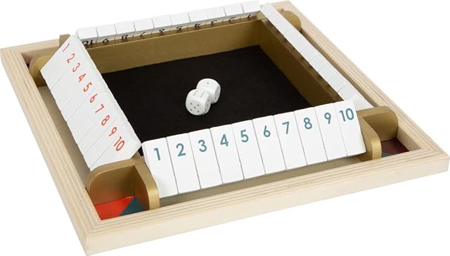 Foto 3 de 8 de small foot Juego de Dados Shut The Box Gold Edition, Juego de salón para Toda la Familia, 12364