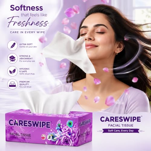 Image of 2 Ply Facial Tissue Box | 600 Pulls | 100 Pulls X 6 Cartons | Soft And Highly Absorbent | 100% Natural Virgin Cellulose Fiber Soft & White Paper