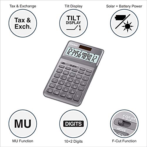 Image of Casio JW-200SC-GY Premium & Stylish Calculator (Grey)
