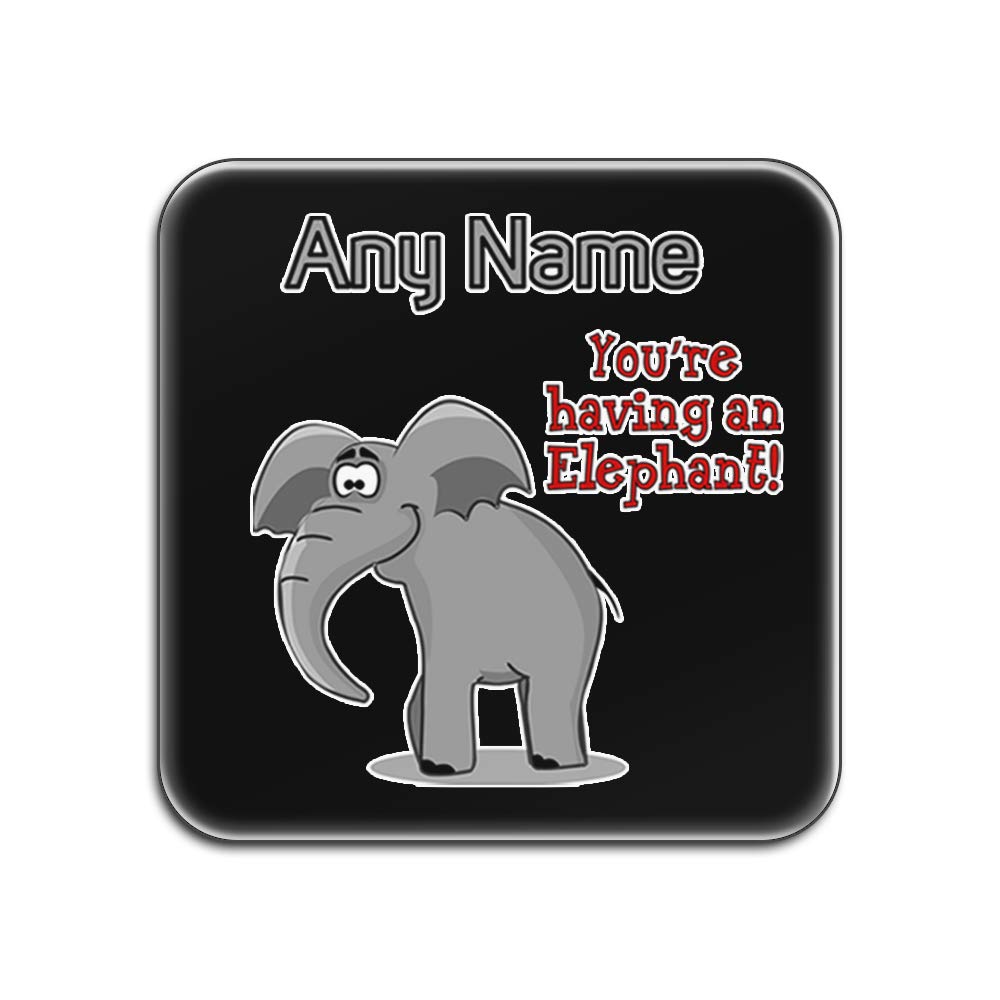 Sous-verres personnalisés éléphant lot de 4 carrés brillants noirs et blancs