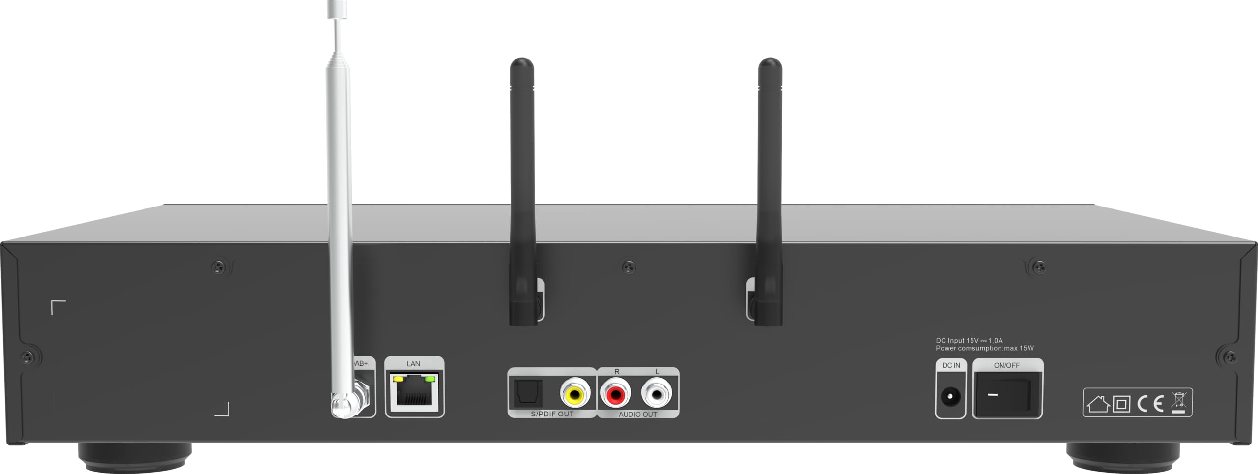 TELESTAR Top 500 – Sintonizador HiFi de 43 cm de Ancho – Negro | WiFi 2,4 & 5 GHz, radio por Internet/DAB+, streaming, Bluetooth audio RX/TX, modo hotel, grabación USB