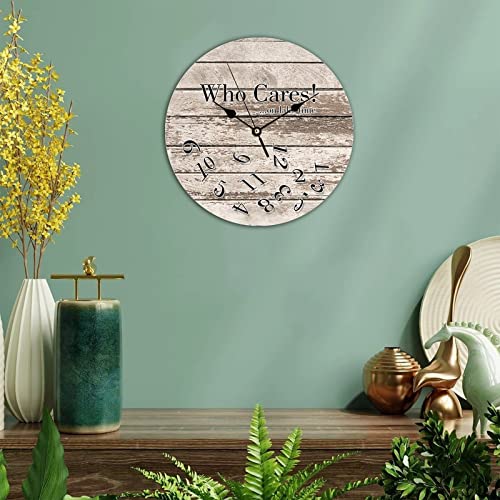 Vintage Wooden Wall Clock Rustic Beach Themed Coastal Round Decorative Wall Clock Battery Operated Non Ticking Who Cares on Lake Time Irregular Arabic Numerals Large Clocks Wall Decor 15 Inch - Image 5