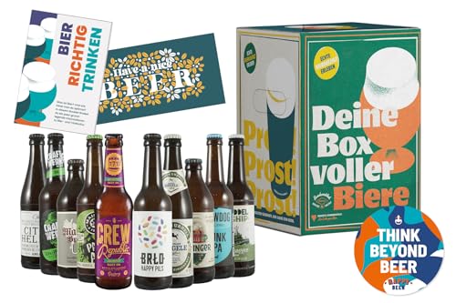Deine Box voller Biere - Bierset mit 10 x 330ml national und international prämierten Craft Beer - Das perfekte Bier Geschenk für Männer und Frauen im liebevoll gestalteten Karton, Vatertagsgeschenk