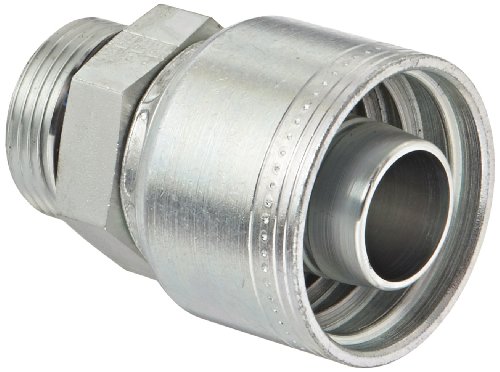Image of Aeroquip 1AA16MB16 Carbon Steel Global TTC (Thru the Cover) Crimp Hose Fitting Male Boss O-Ring, Straight, 1 inch Hose ID, 1-5 /16 inch - 12 Thread