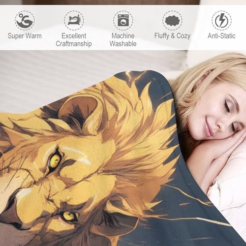 Couverture lion flanelle plaid doux lit canapé extérieur 100x130 - 4