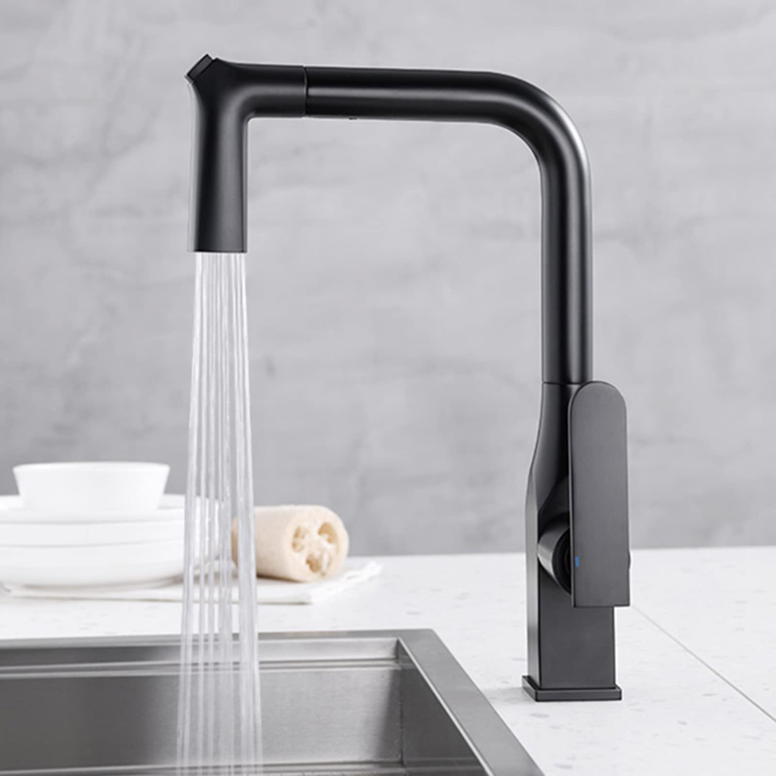 Robinet de cuisine avec douchette laiton massif noir mitigeur chic