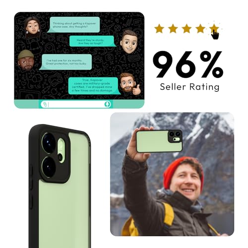 Image of KAPAVER Hybrid Clear Back Cover Case for Oppo Reno 14 | Protective Shockproof Cleare Hard PC Soft Flexible Black TPU Cover