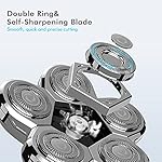 Kibiy Wet Dry Electric Shavers Replacement Blade Head for Men Bald Head Shaving, 6 Blades Head Shaver, Silver